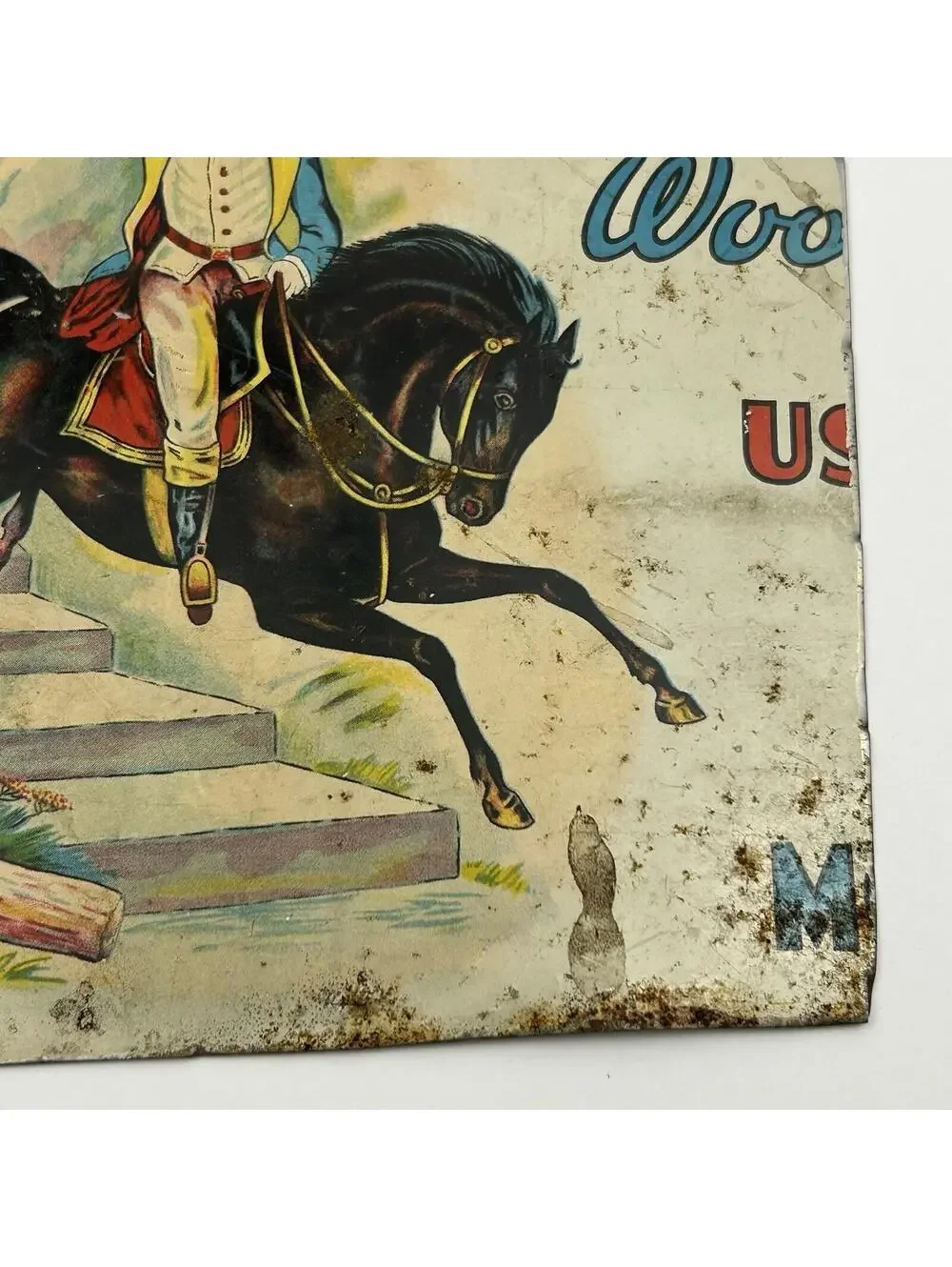 Antique Putnam Dyes Tin Cabinet Sign Putnam Israel Revolutionary War Ride J2